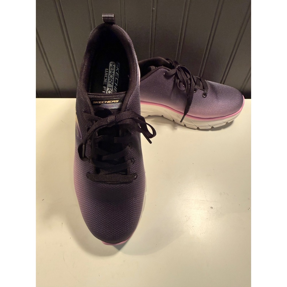 Skechers Fashion Fit Womens 8 Wide Black Pink Ombre Memory Foam Shoes 150385W